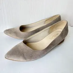 Le Talon パンプス ポインテッドトゥ チャンキーヒール ベージュ