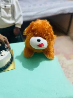 オレンジ色の犬型ぬいぐるみ