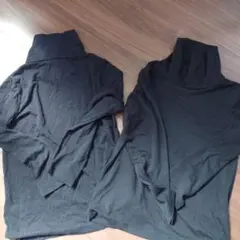 키즈 터틀넥 긴팔 블랙 2장 세트 110 cm
