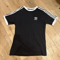 adidas ストライプ袖 Tシャツ M 黒