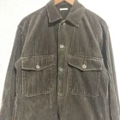 美品 GU コーデュロイシャツジャケット オリーブ カーキ S ミリタリー