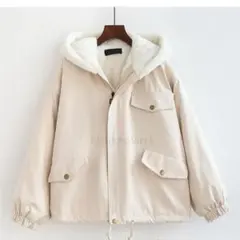 ✴*秋冬 フード付き 裏起毛 森ガール ジッパー カジュアル ジャケット✴*