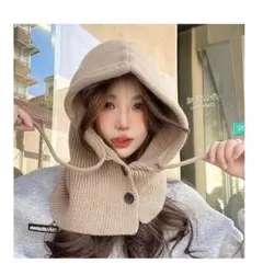 ❤️❤️ベージュ フード付きニットネックウォーマー❤️❤️