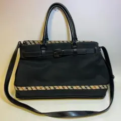 DAKS ダックス 2WAY ハンドバッグ ２WAY チェック柄 ブラック