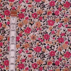 布・生地(未使用)赤黒系　小花柄　[No.8]