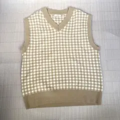 studio CLIP チェック柄 ニットベスト