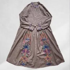 MALAIKA マライカ 花柄 刺繍 シャツワンピース インド綿 羽織り ロング