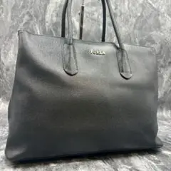 ✨️美品✨フルラ 本革レザー ハンドバッグ テッサ A4可 自立 3室 黒