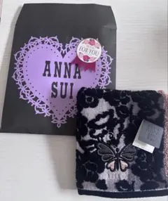 ANNA SUI 花柄ハンカチ 蝶の刺繍付き