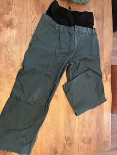 ダークグリーン ウエストゴム パンツ