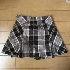 GRL グレイル ブラウン チェックフレアミニスカート　インパン裏地付　Mサイズ