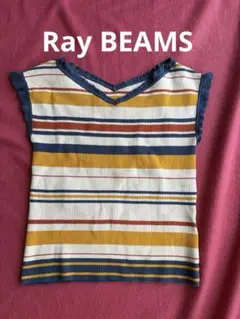 Ray BEAMS マルチボーダー フリルスリーブ カットソーのサムネイル