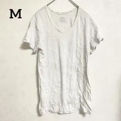【M】 ホワイト クルーネック Tシャツ 半袖 カジュアル シンプル 無地 古着
