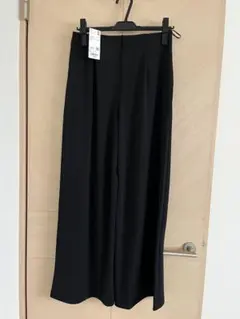 L ユニクロ クレープジャージー ストレートパンツ ブラック 2025