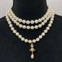 Vivienne Westwood｜3連パールドロップネックレス　ゴールド