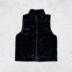 Y2K グランジ フェイクファーベスト M〜L レイヤード 古着 防寒 ブラック