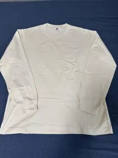 クリーム色 Lサイズ 長袖カットソー ポケット付き