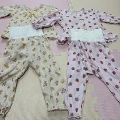 花柄・イチゴ柄 ベビーパジャマセット 80cm