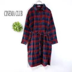 シネマクラブ【M】チェック柄 シャツ　ワンピース ネルシャツ　ウエストリボン
