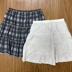 チェック柄 薄いグレー　フレアスカート　ギャミヌリィ　ミスティック　裏地として