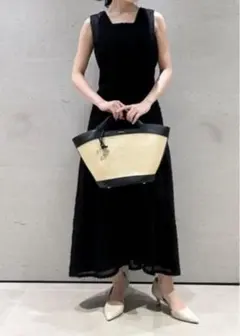 美品】Ballseyコラベルレース スキッパーカラーワンピース ブラック