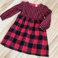 baby GAP 赤黒ブロックチェック ワンピース　100