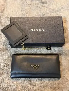 PRADA 長財布 1MH132 サフィアーノ パイピング ブラック - メルカリ