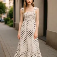 ZARA 水玉模様フリルストラップマキシドレス新品未使用