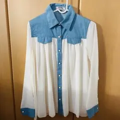 GRL シフォンダンガリーシャツ　フリーサイズ