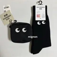 新品⭐️エコバッグ＆ヒートテックソックス　ユニクロ　アニヤハインドマーチ　黒　靴下