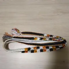 帯締め 和装小物 黒 オレンジ 白 組み紐