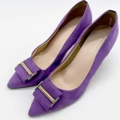 ESPERANZA パンプス パープル スエード ポインテッドトゥ レディース