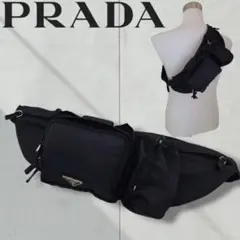 プラダ　PRADA　ボディバッグ　テスートナイロン　三角プレート　黒
