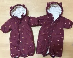 【2着セット】キムラタン ピッコロ　くま耳中綿ジャンプスーツ