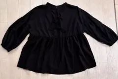 HK WORKS LONDON ブラック長袖ブラウス L シャーリングシャツ