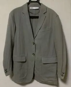 ZARA ストライプ リネンブレンド ブレザー ジャケット