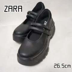 ZARA 26.5cm ザラ バレエフラットスニーカー 厚底 黒 大きいサイズのサムネイル
