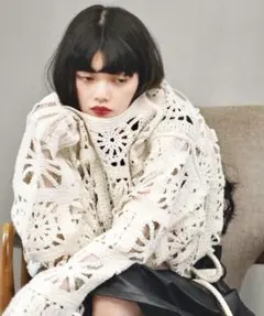 Aphlotus クロシェ オーバーサイズ ニット 白