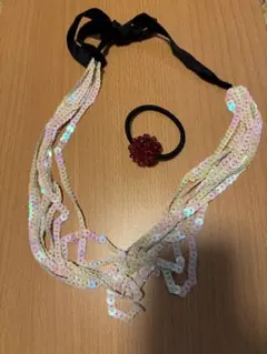 【新品未使用】designsix ホログラムネックレス・ビーズヘアゴムセット