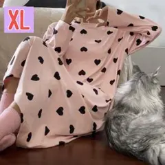 【新品未使用】フリースの様なフランネルの様な柔らか生地のハートルーズルームウェア