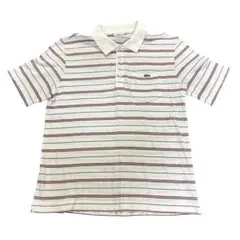 LACOSTE ボーダー　ポロシャツ　半袖　ロゴ刺繍　古着8#a