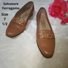 【Salvatore Ferragamo】茶　ガンチーニ　ローファー　71/2