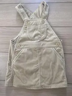 美品)ベージュ コーデュロイオーバーオール 90