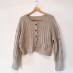 Ray Cassin 長袖 カーディガン ショート丈 クロップド リブ