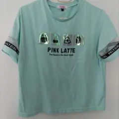 PINK-latte　メッシュ切り替えロゴプリントTシャツ　XS(150）