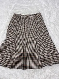 【美品】DAKS ダックス ハウスチェック プリーツスカート 膝下丈
