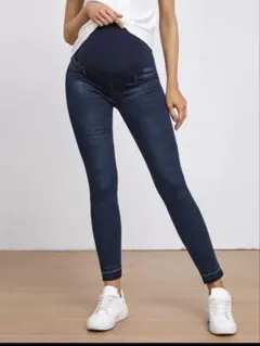 ダークブルー マタニティ スキニーパンツ