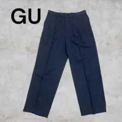 GU ストライプ柄 ワイドスラックス XL 352872