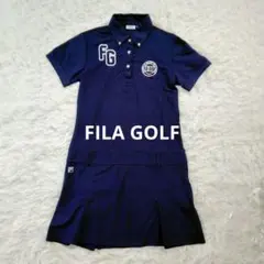 【Lサイズ美品】FILA GOLF　ゴルフワンピース ネイビー 刺繍ロゴのサムネイル