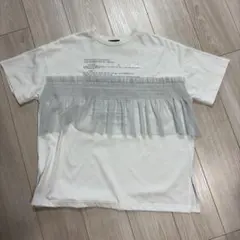 チュールレイヤード ロゴプリント Tシャツ ホワイトのサムネイル